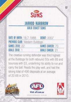 2011 Select AFL Champions #87 Jarrod Harbrow Back